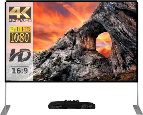 SKERELL leinwand Beamer mit Stand 100 Zoll Outdoor Projektor leinwand Indoor Filmleinwand 16:9 Full-Set-Tasche für Heimkino Camping und Freizeitveranstaltungen