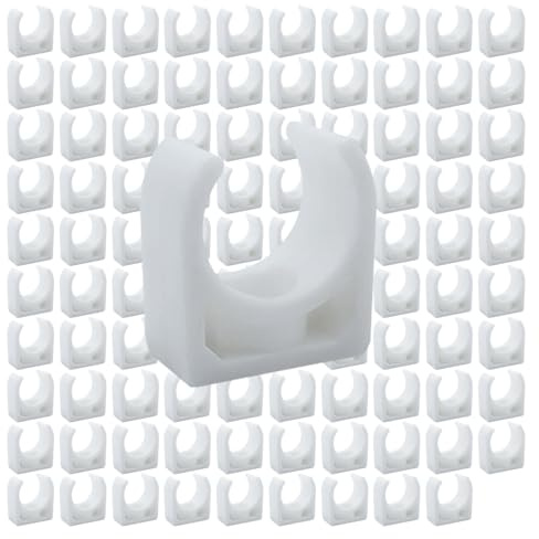 HLIWS 100 Stück Rohrschelle,Klemmschelle,Plastik Befestigungsschelle,Einsteck-Rohrschelle,für Pool,Teich,Schrauben nicht enthalten(Innendurchmesser 16mm)