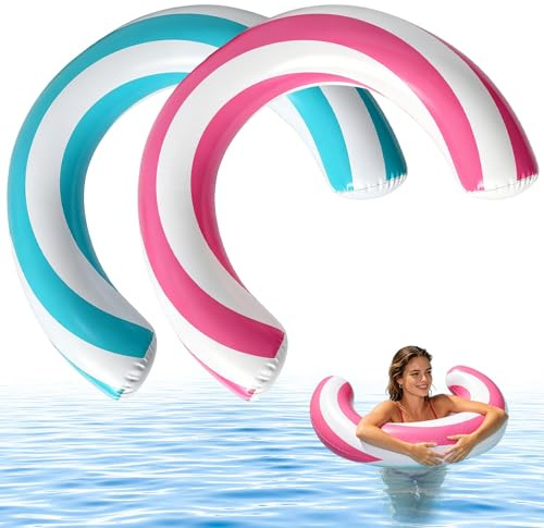 Luftmatratze Pool, 2 Stück Luftmatratze Wasser Schwimmring Erwachsene, Aufblasbare Poolnudeln Wasserspielzeug, Gestreifter Schwimmnudel Pool Spielzeug für Sommerpool Party