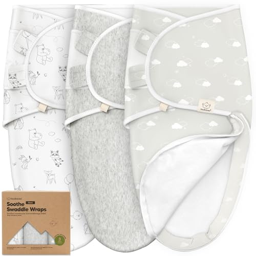 KeaBabies 3er-Pack Pucksack Baby 3-6 Monate mit Reißverschluss (Aspire) | Bio-Baumwolle Wickeltücher, einfacher Windelwechsel Swaddle Baby, Weich, Strapazierfähig, Neugeborene, Mädchen, Jungen