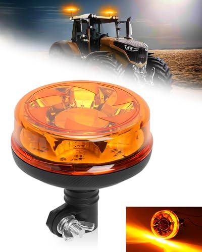 SUPAREE Rundumleuchte Steckbar Rundumleuchte LED Traktor 12V Steckbar E9 6 Blinkmuster IP67 Wasserdicht Amber 12-24V für Traktor LKW PKW Traktoren Gabelstapler