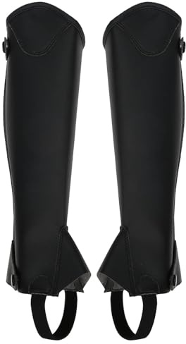 Reitsport Halbe Chaps, 1 Paar Superfaser PU Leder Half Chaps Reitgamaschen Unisex Reithalbstiefel verstellbare Kinder Reithalbstiefel mit Reißverschluss für Kinder Pferdesport Reiten Schutzausrüstung