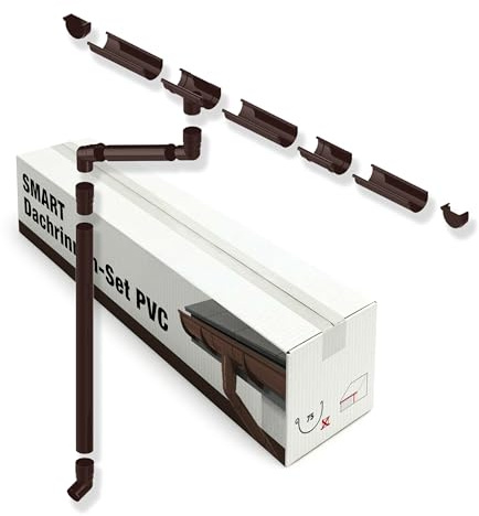 SMART Dachrinnen-Set PVC, 38-teilig, 75/63 mm für 8 m Dachlänge (Braun)