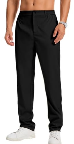 LVCBL Herren Chion Hose Einfarbig Stoffhose Bequeme Casual Anzughose Herren Schwarz M