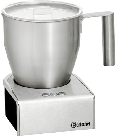 Bartscher Milchaufschäumer MSI400 Induktion aus Edelstahl, 0,4 l, elektrisch mit Abschaltautomatik, für kaltes & heißes Aufschäumen, silber