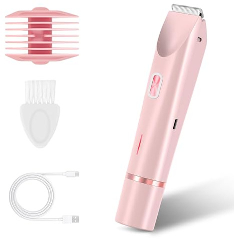 Intimrasierer für Frauen, 2-in-1 Elektrischer Rasierer mit USB-C-Laden, Wasserdicht für Trocken- und Nassgebrauch, für Gesicht, Beine und Bikinizone, Rosa.