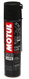 Motul Ketten-Sprühfett für Straßen-Motorräder, Farblos, Geeignet für O-Ring, X-Ring, Z-Ring Ketten, Hochgeschwindigkeitsfest, Wasser- und Salzbeständig, Rostschutz, MC Care Chain Lube Road C2, 400 ml
