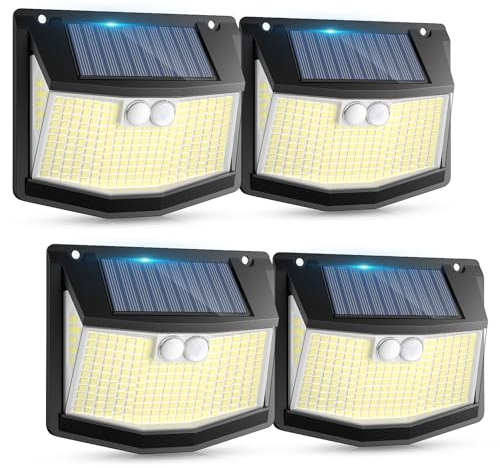 solarlampen für außen Außenbereich Bewegungsmelder: 248 LEDs Solarlicht für Außenbereich mit Bewegungsmelder 3 Modi 270° Beleuchtung IP65 wasserdicht Außenleuchte Wandleuchte für Garten Garage 4 Stück