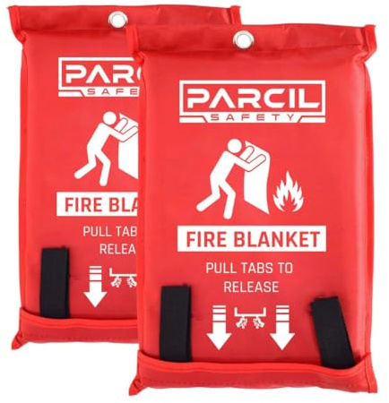 Feuerdecke Feuerlöschdecke Küche – Fire Blanket Löschdecke kaufen – Löschdecke Fettbrand – Fireshield Sicherheitsdecken – Fire Shield Löschdecke – Feuerschutzdecke für Haushalt & Camping (2-Pack)