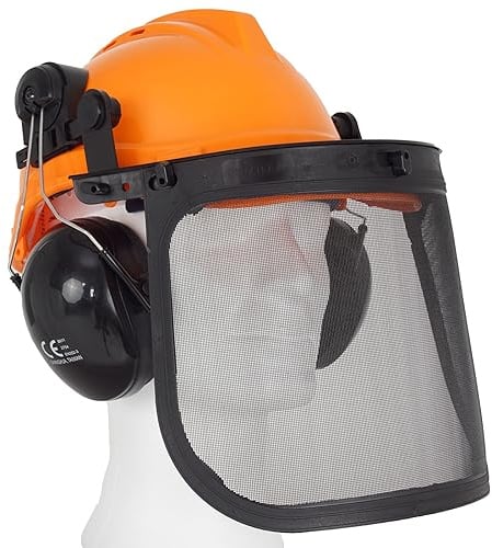 Forsthelm Forstschutzhelm mit Visier und Gehörschutz Schutzhelm Größe verstellbar 50-66 cm Sicherheitshelm Sägehelm mit Netzvisier