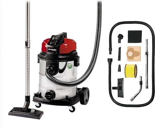 Einhell Nass-Trockensauger TE-VC 1925 SA (ECO-Technologie, 800 W, 25 L, Blasanschluss, Fehlluftregler, Zubehörhalterung, inkl. Kombidüse Teppich-/Glattboden, Schlauch 3 m, Teleskoprohr), Rot