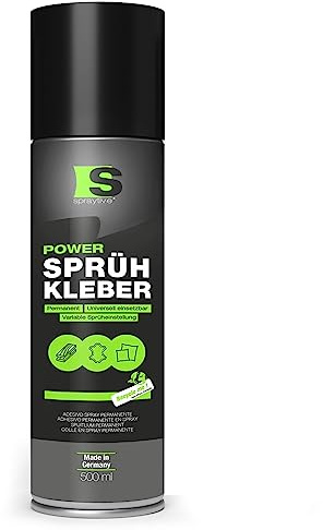 Spraytive 1 x 500ml Power Sprühkleber: Für Textilien, Vlies, Schaumstoff, Leder, Dachhimmel, Teppich, Papier & mehr - Stark permanent haftend mit variabler Sprüheinstellung