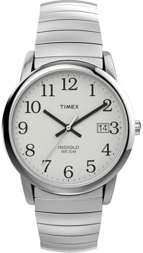Timex Easy Reader Herren-Armbanduhr T2H451, 35 mm, Erweiterungsband, Datumsfenster