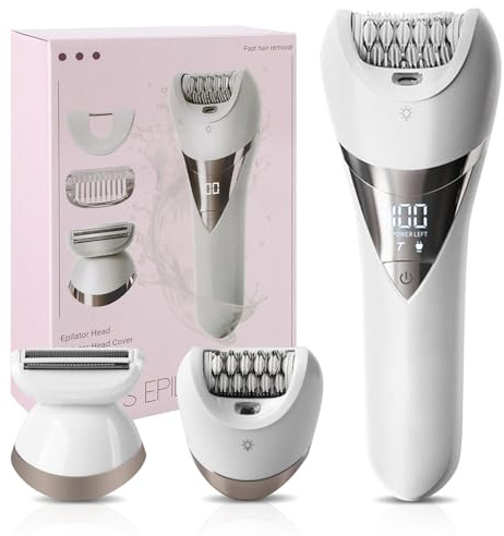 Elektrischer Damen-Epilierer, 2-in-1 für Gesicht, Kinn, Arme, Beine, Achselhöhle, Bikini-Trimmer, Rasur und Epilat, breiter Kopf für schnelles Epilieren, Nass- und Trockenrasierer, 2 Geschwindigkeiten
