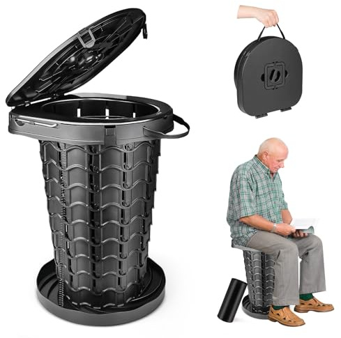 XXL einziehbare tragbare Toilette, Reise-Toilette (200 kg Kapazität), verstellbare Höhe, Camping-Toilette für Erwachsene und Kinder (8,9 - 47,7 cm), zusammenklappbar, tragbar, Töpfchen für Camp/Auto