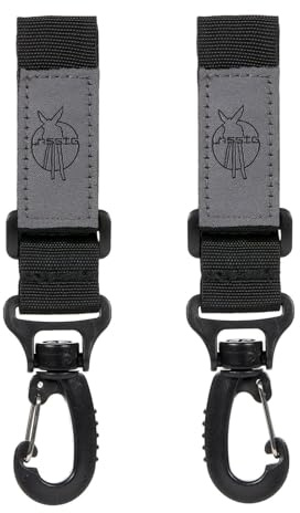 LÄSSIG Kinderwagenbefestigung (2 Stk.) Klettverschluss Haken Kinderwagenhaken Einkaufshaken Kunstoff/Stroller Hooks, schwarz
