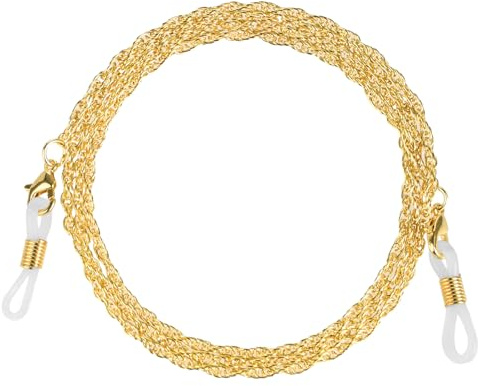 COMNICO Brillenkette Damen, Stilvolles Brillenband, Silber-Goldenes Maskenband, Brillenkette um den Hals, Elegantes Sonnenbrillenband, Brillenhalter für Damen(Gold)