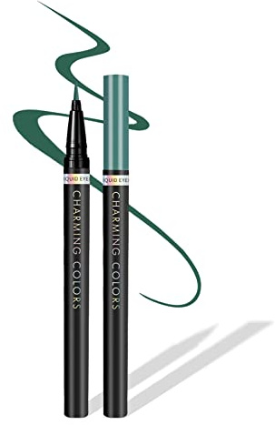 Music Flower Flüssiger Eyeliner, Wasserfester und Wischfester Flüssiger Eyeliner-Stift, Mehrere Farboptionen, Flexibler Stift für Einfache Kontrolle, Grüne