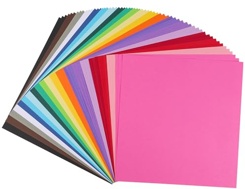 12 x 12 Buntkarton - 60 Blatt Kartonpapier 20 Farben 180g/m² 65lb 30,5×30,5cm Kartenset für Kartenbasteln, Schulprojekte, Kunst- & Bastelbedarf UAP10MX60