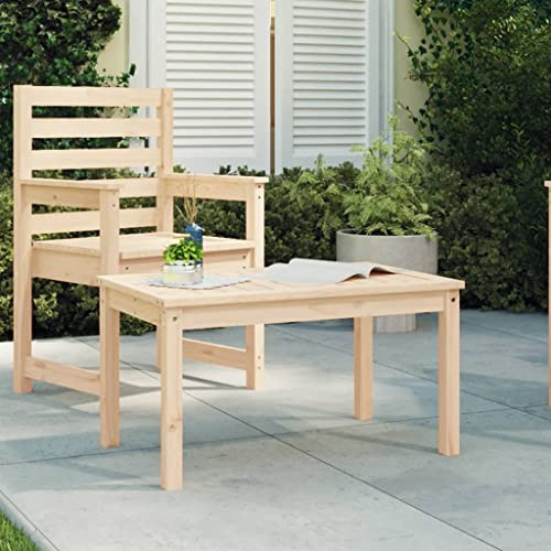 Hoopleep Gartentisch Massivholz Kiefer 82,5x50,5x45 cm, unbehandelt, stabil, für Garten und Terrasse, Outdoor-Loungetisch, platzsparend
