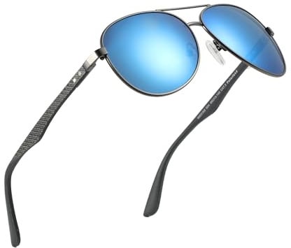 ZENOTTIC Pilot Sonnenbrille Herren Polarisiert Leichter Carbonfaser Rahmen | UV400 Schutz Kratzfeste Linsen Robuster Metallrahmen Weiche Silikon Nasenpads ideal für Autofahren und Outdoor-Aktivitäten