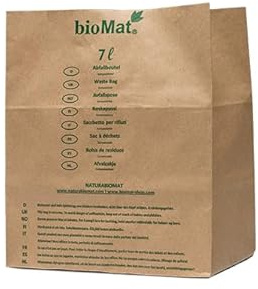 bioMat Kompostierbare 7l Biomülltüten aus Papier, 160 Biomüllbeutel aus Kraftpapier, Nassfest, Doppelter Boden, Made in Germany
