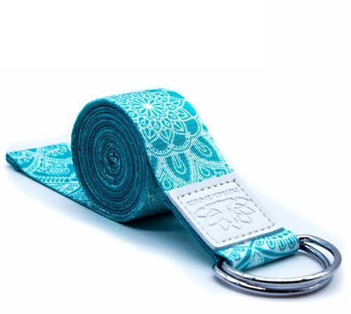 Netrox - Yoga Gurt - 240cm und nachhaltiges Material -Yogagurt mit Metall D-Ring verstellbar - für Dehnung Stretching Fitness Pilates Gymnastik Yogaband für Anfänger Fortgeschrittene Yogariemen
