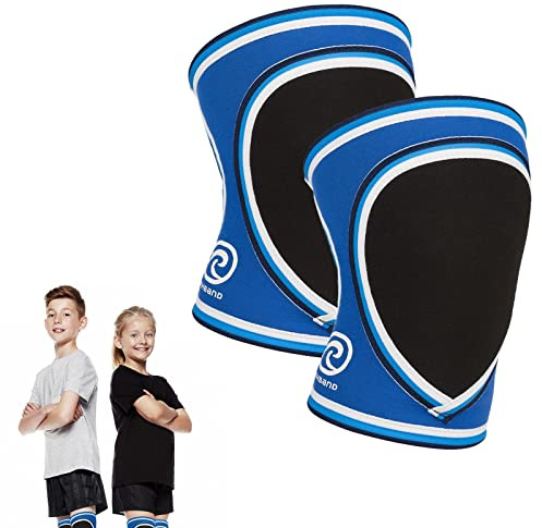 Rehband PRN Knieschoner für Kinder - 3mm Neopren Kniebandage für Jungen & Mädchen, leichte Kinder Knieschoner für Handball, Volleyball und anderen Hallensport - 1 Paar, Farbe:Blau, Größe:XL