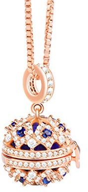 GNOCE Damen-Kette mit Ätherisches Öl Diffusor Anhänger 925 Sterlingsilber Liebe endet nie Rose Gold Halsketten Schmuck Geschenk für Damen