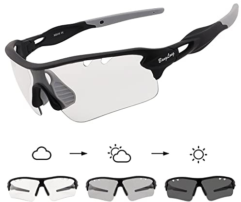 BangLong Fahrradbrille Selbsttönend Sonnenbrille Herren Damen UV400 Schutz Sportbrille für Schnelle Radfahren Laufen Baseball Mtb Outdoorsport Fahrrad