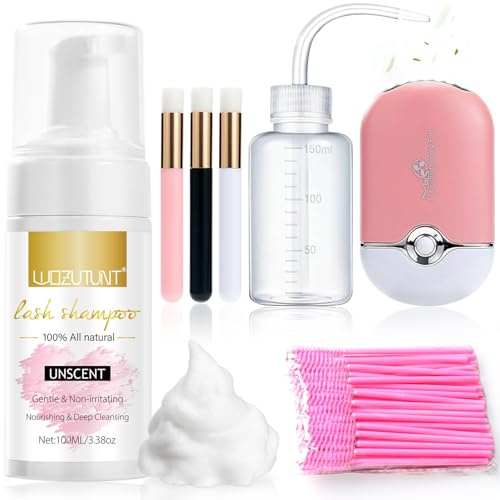 3,38 Oz Wimpernextension Set Wimpern Shampoo For Lashes Lash Shampoo, Usb-Mini-Ventilator, Wiederaufladbar, Elektrische Handklimaanlage, Lash Extension Remover Wimpernbürsten