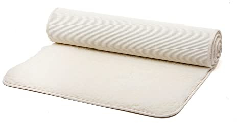bodhi Schurwoll-Yogamatte Natur | Premium Schurwollmatte (umsäumt) | Extra Dicke & Weiche Schurwolle | 100% Schafschurwolle (Hochflor 1500 g/m²)| Rutschfest & Kuschelig | SURYA 75P | 200 x 75 cm
