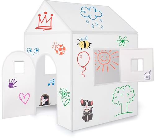 Imagine Playhouse - Immer Wieder neu bemalen & abwischen - Spielhaus Kinder Indoor & Outdoor mit Stiften und Aufkleber - Montessori Spielzeug ab 3 Jahre Kinderspielzeug Geschenk Mädchen & Junge