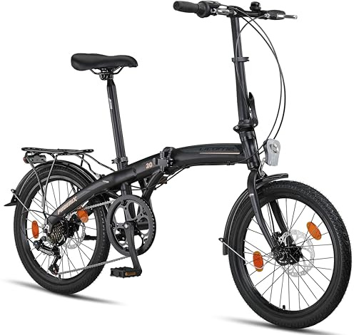 Licorne Bike Phoenix 20 Zoll Aluminium Faltrad Klapprad Scheibenbremse Discbremse Faltfahrrad Herren Damen 7 Gang Kettenschaltung Folding City Bike Alu-Rahmen StVZO