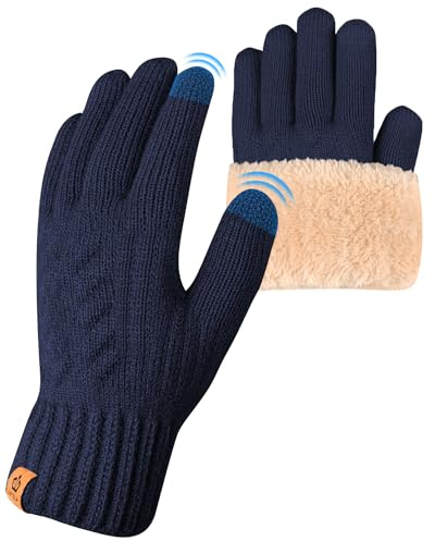 ARFNKIM Damen Winterhandschuhe mit Fleecefutter, Touchscreen Warme Gedehnt Dicke Strickhandschuhe Wollhandschuhe Thermohandschuhe Outdoor Winter Geschenke für Herren und Damen