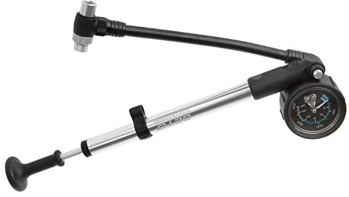 BETO Fahrradpumpe, Dämpferpumpe mit Manometer und Entlüftungsventil, Handpumpe, 400psi/28bar, AV/Autoventil/Schraderventil/Americanventil, Silber/schwarz