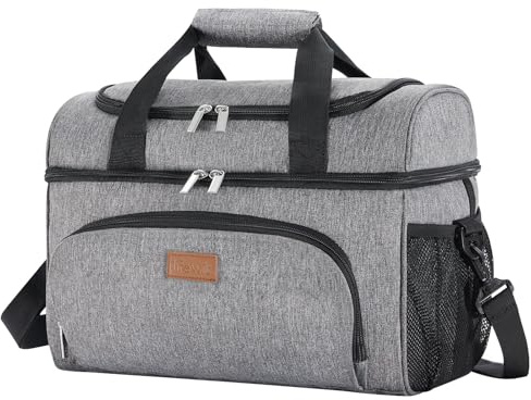 Lifewit Große Kühltasche 23L 32 Dosen, Isolierte Kühlbox, Cooler Bag | auslaufsicher, wasserdicht, Faltbar, Leichte, Tragbar Lunchasche, Doppellagig für Picknick, Strand, Arbeit, Reise, Grau