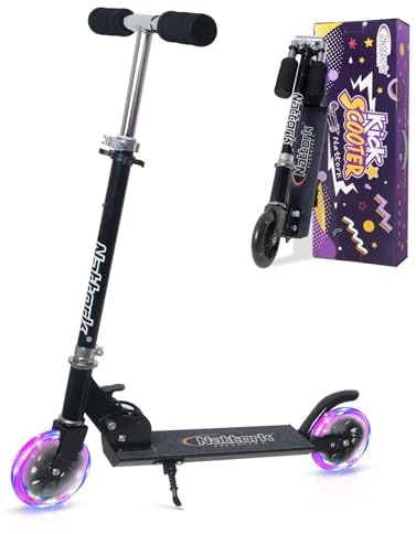 Nattork Kinderroller, Roller für Kinder, Kinderscooter für Jungen & Mädchen, Tragbar, Leichtes Faltdesign mit Bremssystem, Höhenverstellbarem Lenker und bis zu 50 kg Belastbarkeit, Marineblau