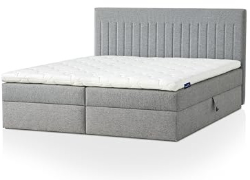 Traumnacht Nizza Boxbett mit Stauraum H3 140x200 cm | 7-Zonen Tonnentaschenfederkern • Komfortschaumtopper • leichter Aufbau • Grau