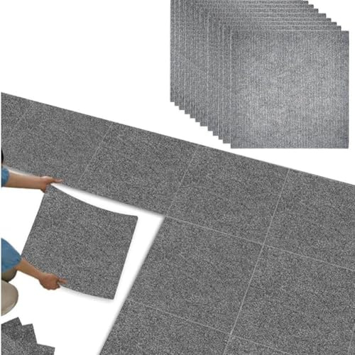 20 Stück Teppichfliesen Selbstklebend, Auslegware Teppichboden 30 x 30 cm, Teppich zum Zuschneiden, Teppichfliesen Selbstliegend, Rutschfest, Waschbaren Teppichfliesen Sind Verschleißfest