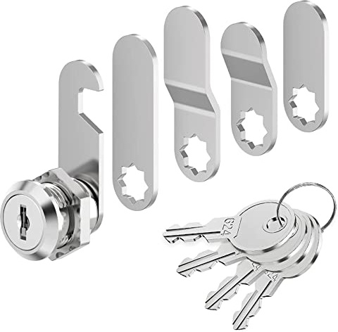 VOCIBO® Briefkastenschloss 4 Schlüssel, Kommt mit 5 Verschiedene Schlossplatten, Briefkastenschloss 16mm, Spindschloss, Durchmesser 17,5mm Drawer Lock, Hebelschloss für Briefkästen, Schranktüren
