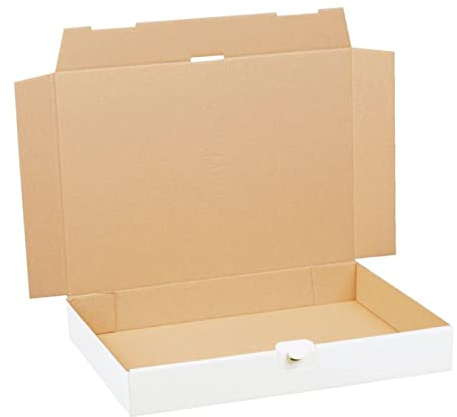 smiley pack Maxibriefkarton DIN A4+ 350 x 250 x 50 mm – weißer stabiler Versandkarton mit Steckverschluss, passend für DHL Maxibrief, Warensendung & Büchersendung (25 Stück)