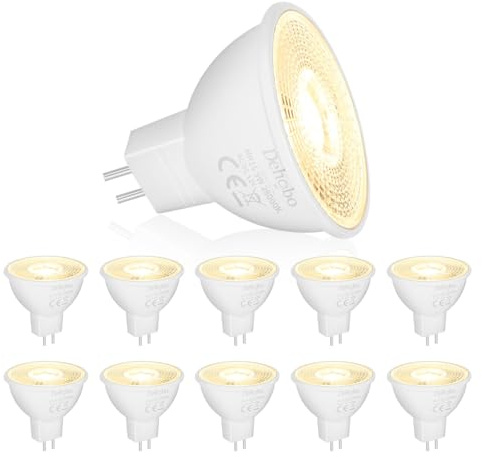 Dehobo MR16 LED Warmweiß 5W 2800K 10er Pack | 12V GU5.3 Sockel LED Bulbs, Flackerfrei Glühbirne, Aluminium mit Kunststoffbeschichtung, Ersatz für 50W Halogen