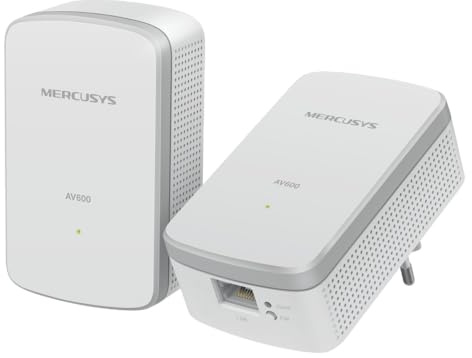Mercusys MP300 KIT AV600 Powerline Adapter Set | WLAN 600 Mbit/s, Gigabit-Port, Plug & Play, Energiesparfunktion, kompatibel mit HomePlug AV/AV2