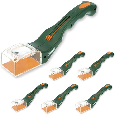 Carson BugView Lebend-Insektenfänger und Forscherlupe, ideal als Entdeckerspielzeug und Haushaltshilfe - 6er Pack (HU-10MU), grün