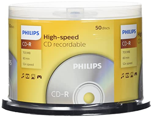 Philips CD-R Rohlinge High-Speed (700 MB / 80 Minuten, 52x Speed , 50er Spindel)
