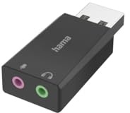 Hama Externe Soundkarte, USB Klinke Adapter (USB Soundkarte für Windows und Mac, Stereo Adapter zum Anschluss von Kopfhörer, Lautsprecher, Mikrofon, Headset an Computer, PC, Laptop, Tablet, PS4, PS5)