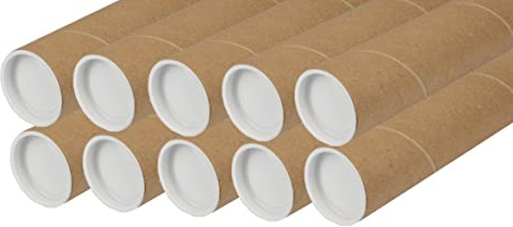 V1 TRADE Versandrolle 55cm ø5cm 10 Rollen – Praktisches Verpackungsmaterial mit Deckeln für Zeichnungen und Plakate – Sichere Verpackung fur DIN A2