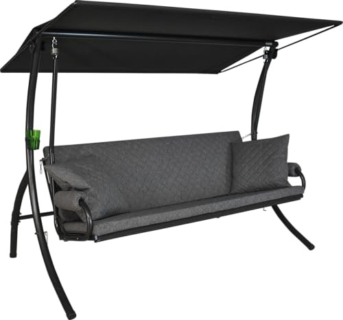 ANGERER Hollywoodschaukel Elegance Joy hellgrau | Gartenschaukel Made in Germany, Schaukel zum Sitzen, Liegen und Entspannen, inklusive Bett-Funktion, einfache Montage