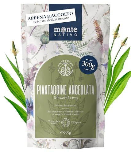 Spitzwegerich Tee Monte Nativo (300g) - Schonend geschnitten und getrocknet Spitzwegerichblätter - 100% natürlich und ohne Zusatzstoffe - Aromatischer Kräutertee für einen köstlichen Aufguss